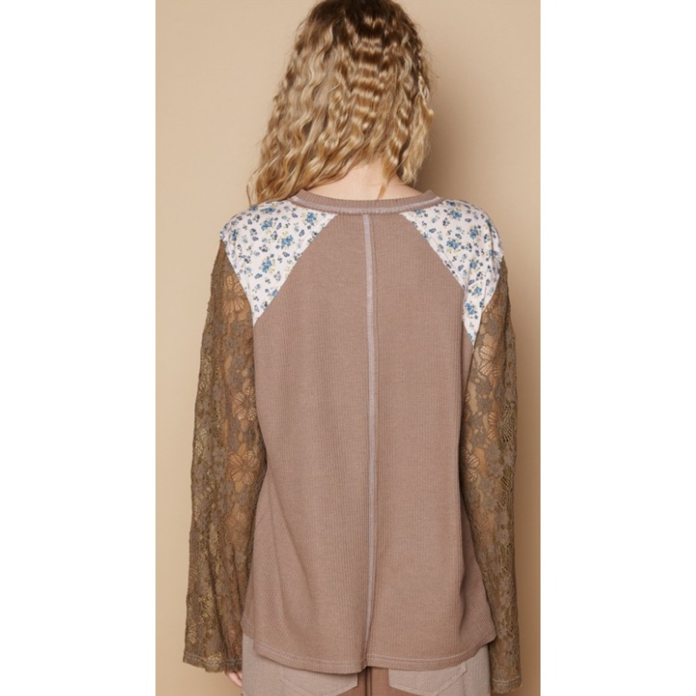 Pol Brown Floral Patchwork Blouse - image 3